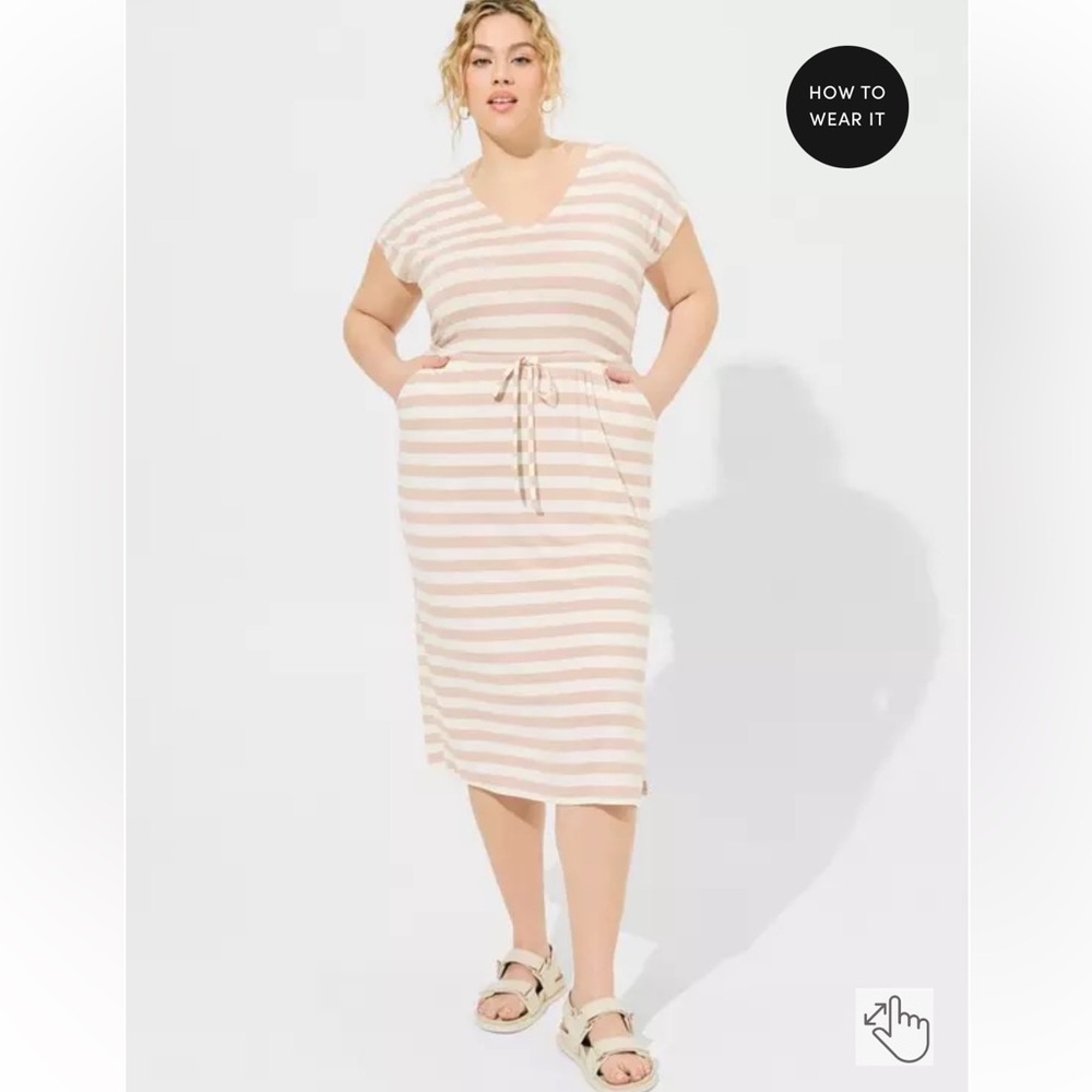 Torrid 3X Midi Super Soft Dolman Sleeve‎ Striped Dress